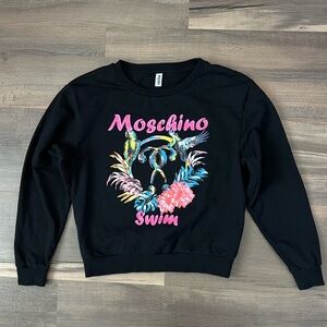 Moschino Swim Women's Tropical Parrot Round Neck Sweatshirt Black Size XS
